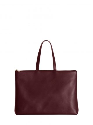 LUCID NINETY L tote bag in burgundy calfskin leather | TSATSAS