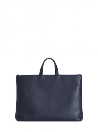 LUCID NINETY tote bag in navy blue calfskin leather | TSATSAS