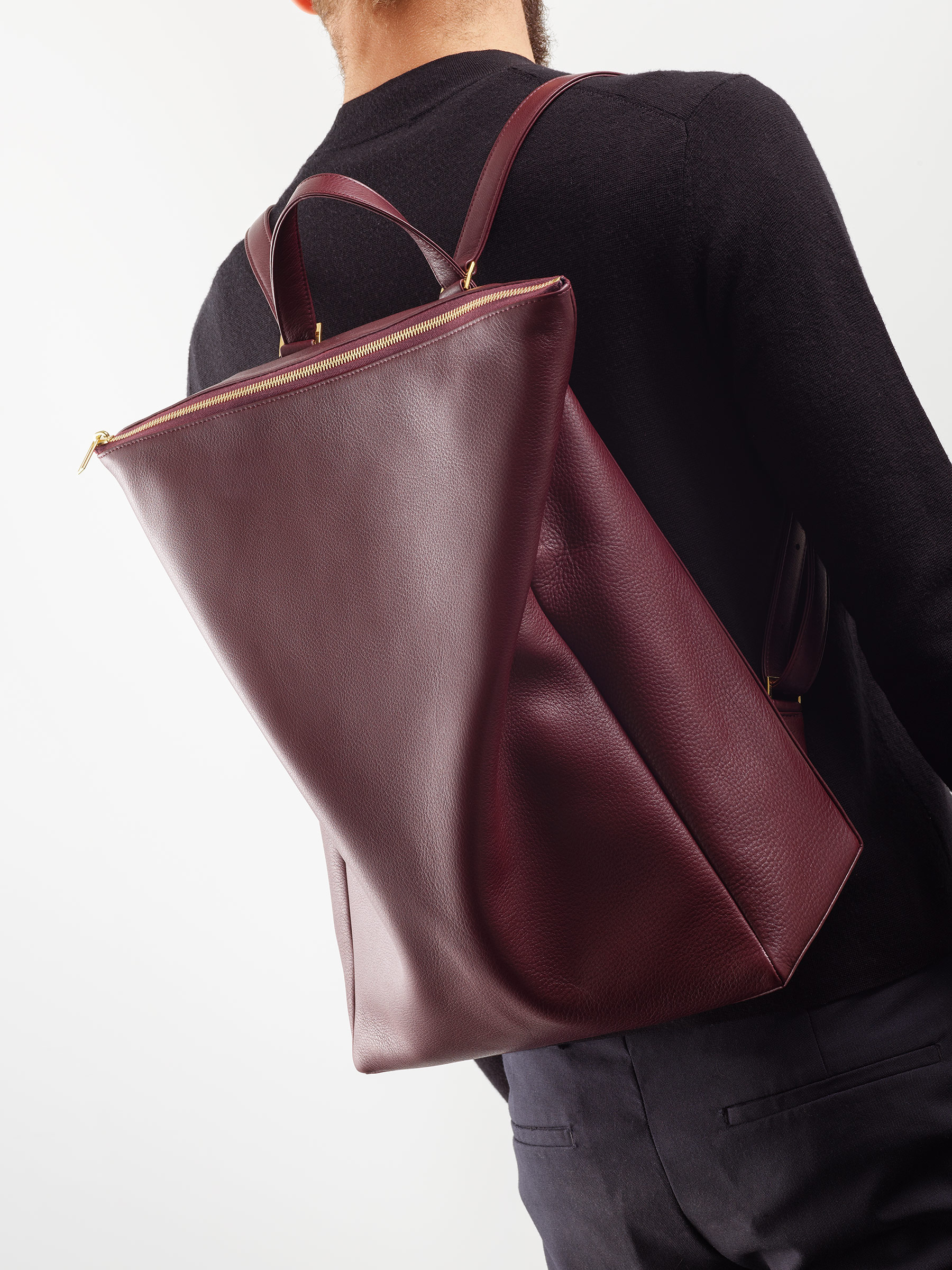 MARSH backpack in burgundy calfskin leather | TSATSAS