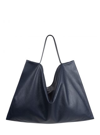 NATHAN shoulder bag in navy blue calfskin leather | TSATSAS