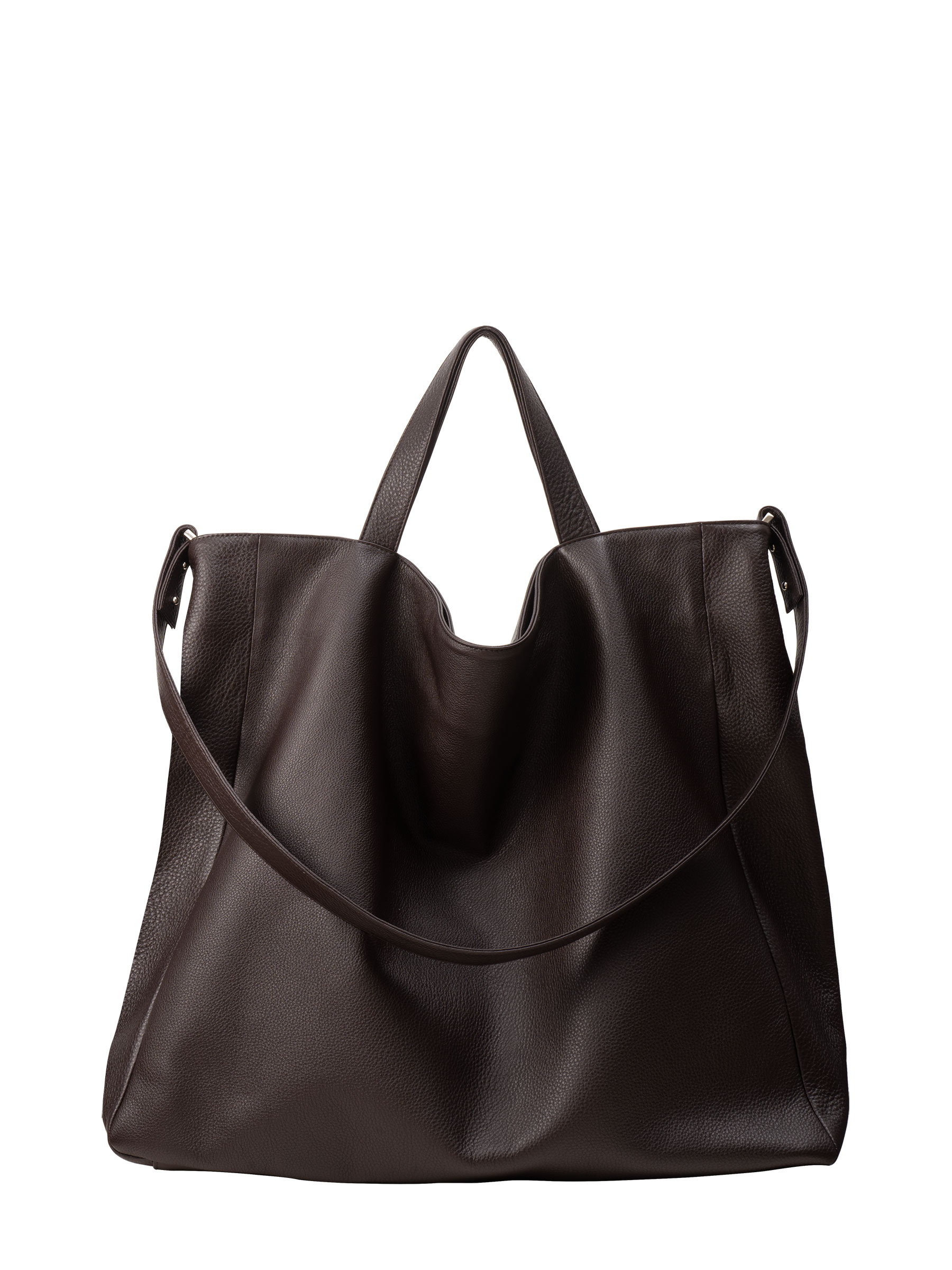 FABER TWO shoulder bag in dark brown calfskin leather | TSATSAS