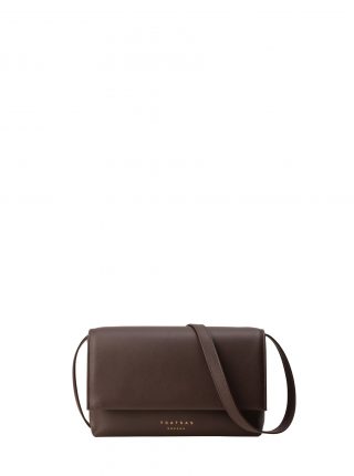 AMOS shoulder bag in dark brown calfskin leather | TSATSAS
