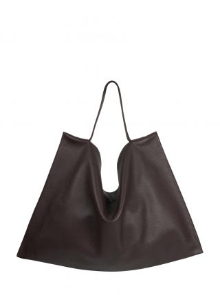 NATHAN shoulder bag in dark brown calfskin leather | TSATSAS