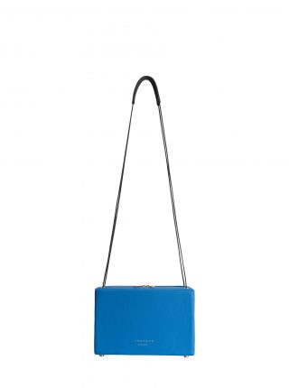 LINDEN 32 shoulder bag in azure calfskin leather | TSATSAS