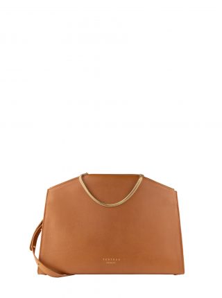 TAPE shoulder bag in grey calfskin leather