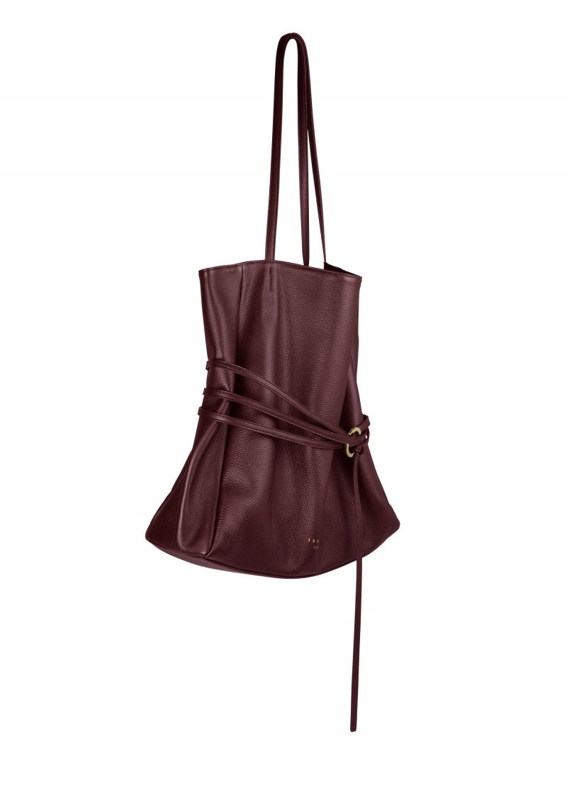 ANIS shoulder bag in burgundy calfskin leather | TSATSAS