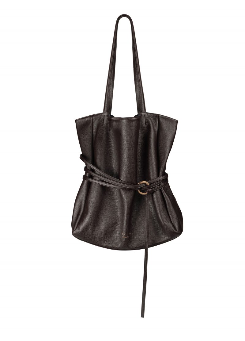 ANIS shoulder bag in dark brown calfskin leather | TSATSAS