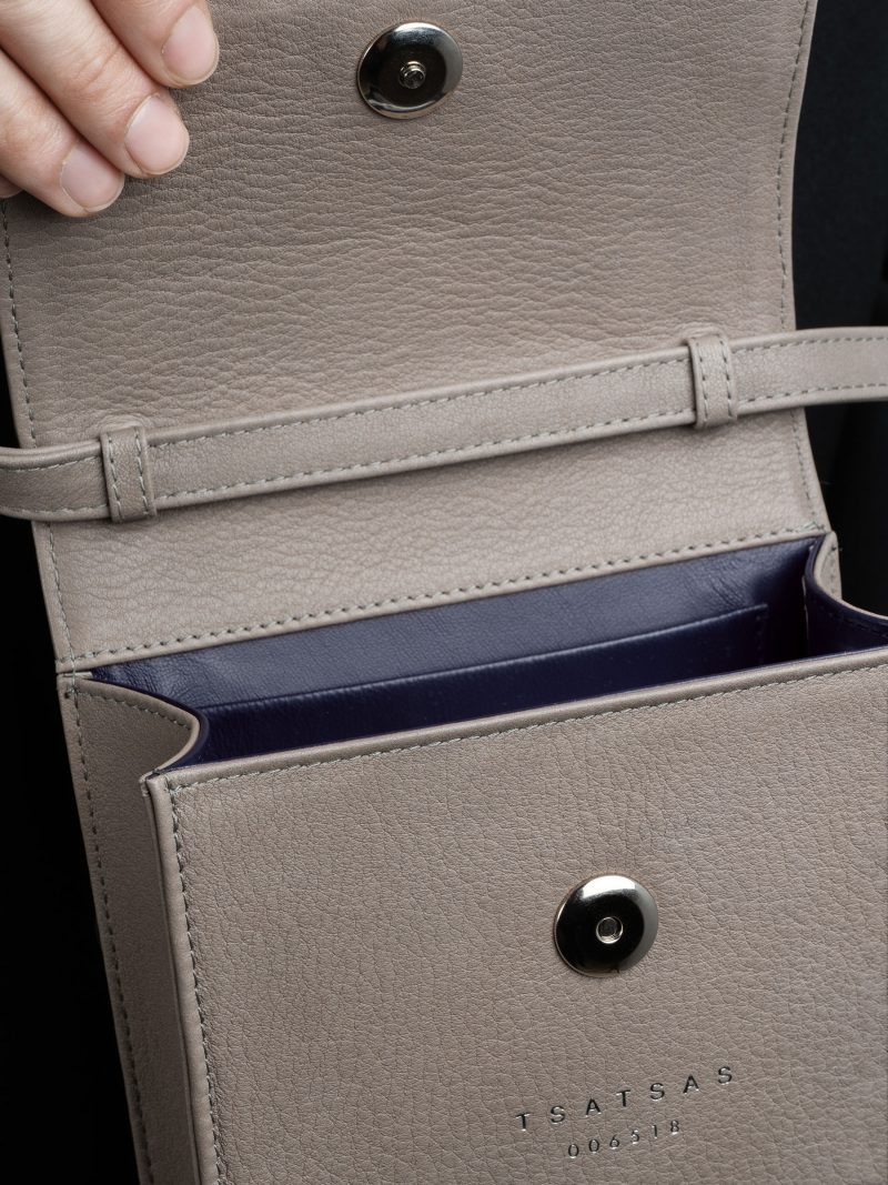 VIGO shoulder bag in grey calfskin leather | TSATSAS