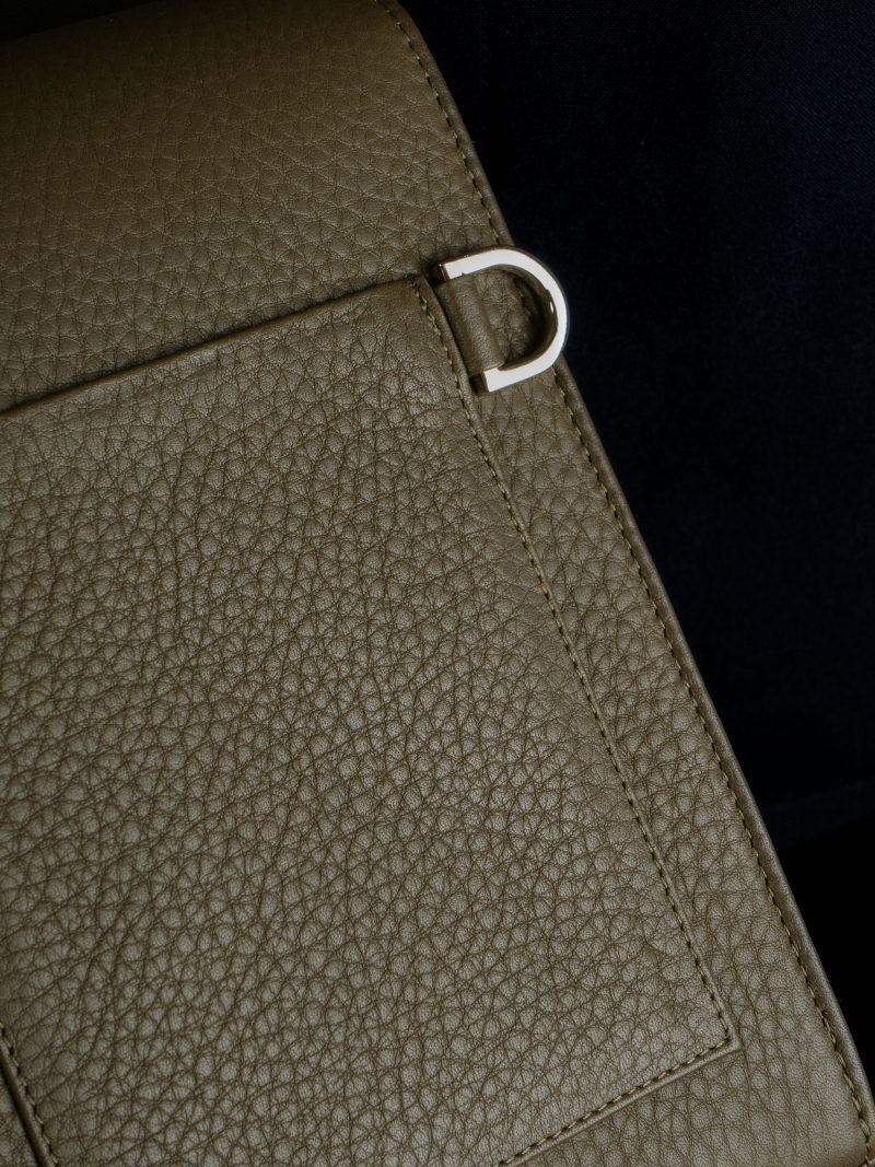 VIGO shoulder bag in khaki green calfskin leather | TSATSAS